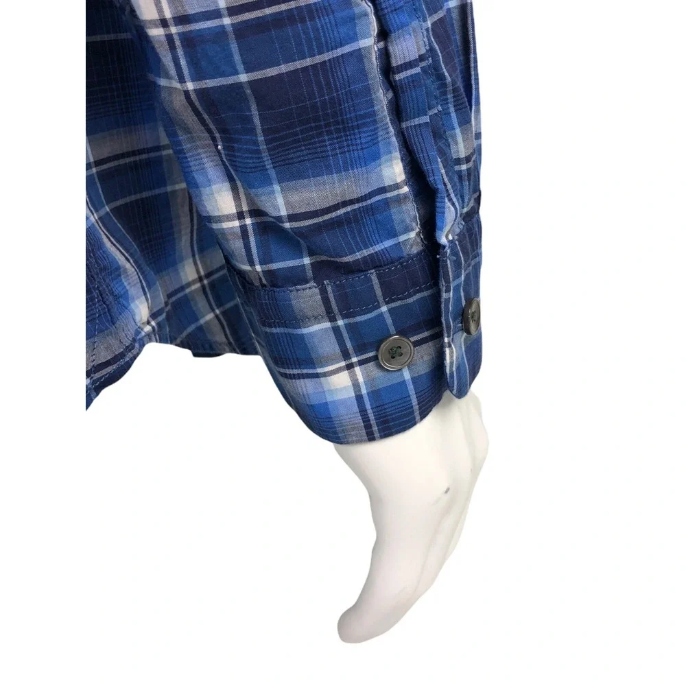 VINCE Mens Shirt XL Blue Plaid Button Front 100% Cotton Long Sleeve EUC